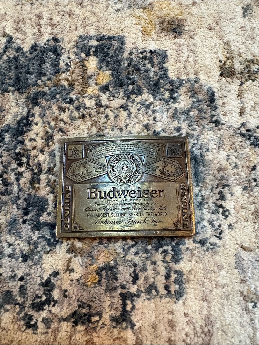 Vintage Anheuser Busch Beer Co Budweiser The King of Beers Belt Buckle 3x2โ